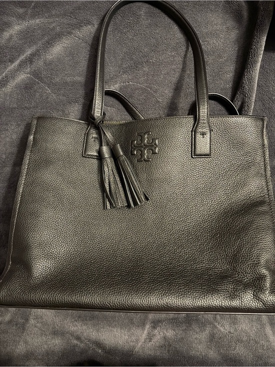 Tory Burch Handbags - tory burch black pebbled leather thea hand bag